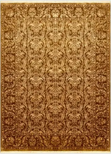 Ковёр Damask 2200 — коричневый и золотистый, восточный орнамент
