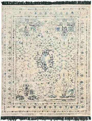 Ковёр Shabby Classic 2203 — кремовый и синий, с медальоном