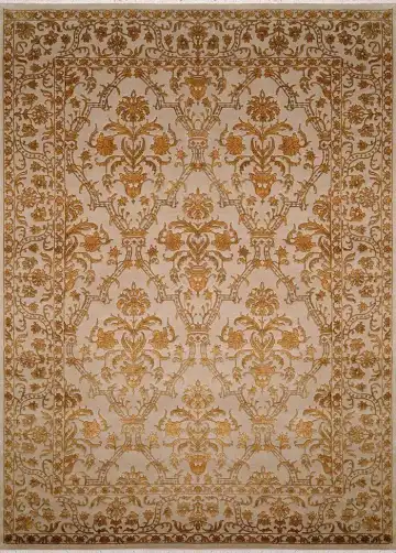 Ковёр Damask 2207 — кремовый и оранжевый, с медальоном