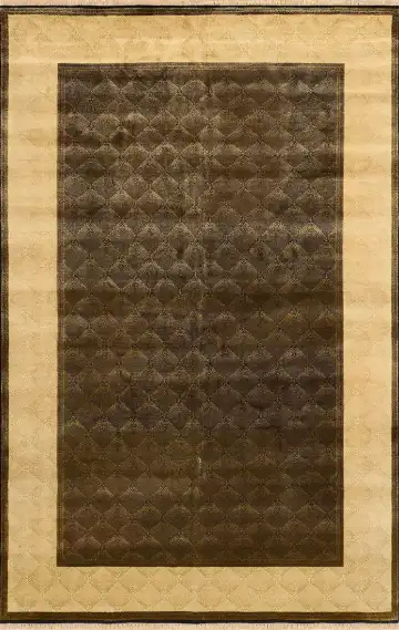Ковёр Moire 2209 — кремовый и коричневый, с медальоном