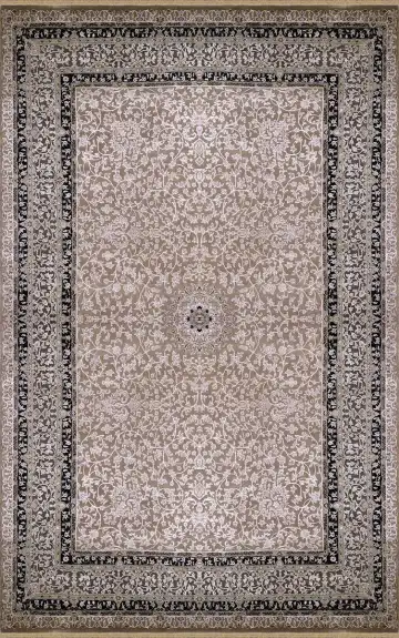 Ковёр Rajastan 2212 — кремовый и чёрный, растительный рисунок