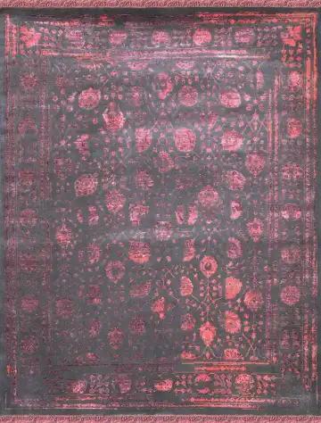 Ковёр Shabby Classic 2217 — розовый и чёрный, восточный орнамент