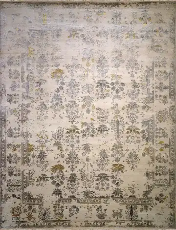 Ковёр Shabby Classic 2265 — кремовый и серый, растительный рисунок