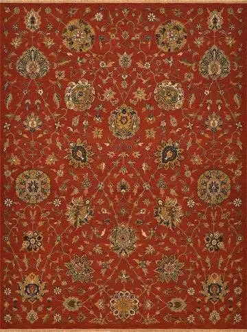 Ковёр Агра 2277 — красный и золотистый, растительный рисунок