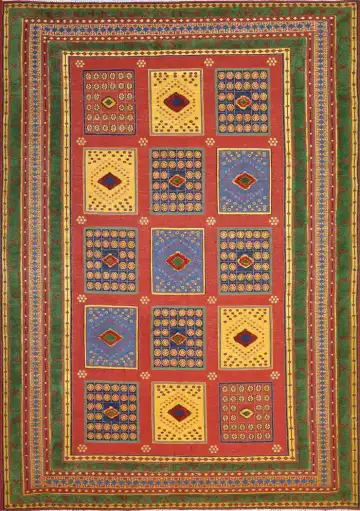 Ковёр Sirjan 2279 — красный и чёрный, с медальоном
