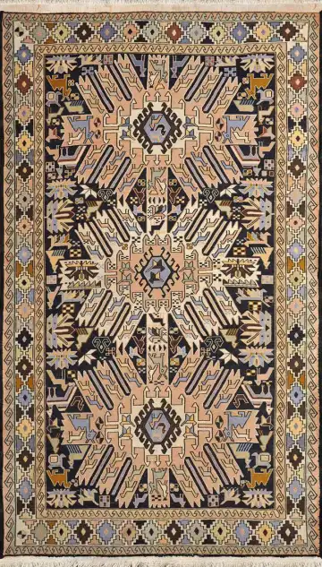 Ковёр Сумах 2280 — чёрный и кремовый, геометрический рисунок