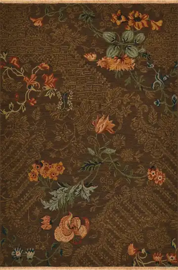 Ковёр Flowers 2284 — коричневый и оранжевый, растительный рисунок