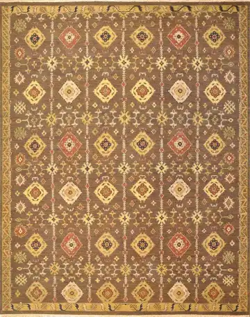 Ковёр Килим 2298 — коричневый и золотистый, геометрический рисунок