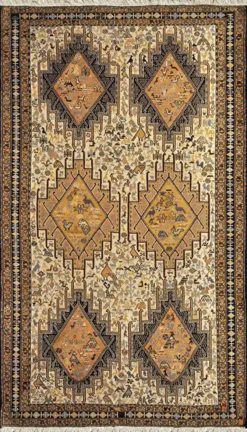 Ковёр Zili 2299 — кремовый и коричневый, с медальоном