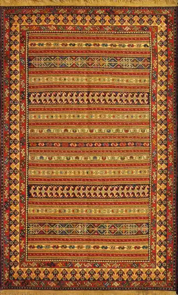 Ковёр Zinjan 2300 — красный и жёлтый, в полоску