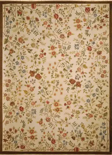 Ковёр Килим 2301 — кремовый и красный, растительный рисунок