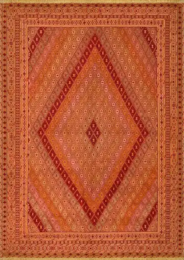 Ковёр Suzani 2319 — красный и оранжевый, геометрический рисунок