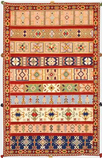 Ковёр Sirjan 2323 — красный и кремовый, в полоску