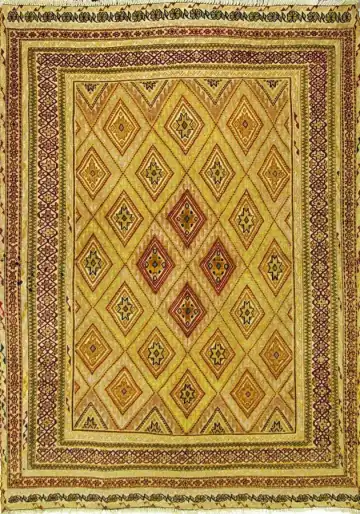 Ковёр Килим 2332 — жёлтый и красный, геометрический рисунок