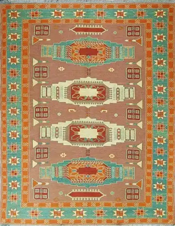 Ковёр Сумах 2340 — коричневый и голубой, в полоску