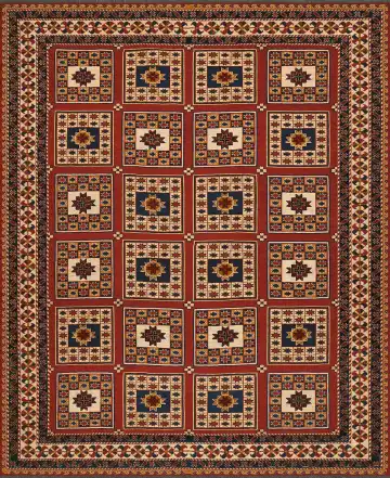 Ковёр Sirjan 2356 — красный и чёрный, геометрический рисунок
