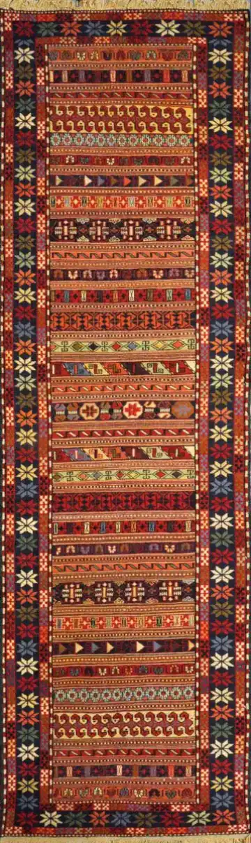Ковёр Килим 2362 — терракотовый и кремовый, в полоску