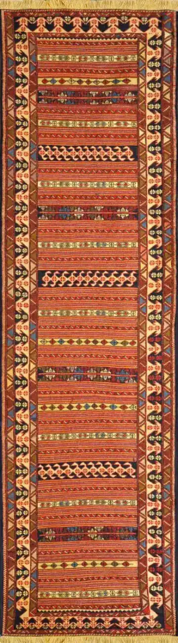 Ковёр Килим 2363 — красный и кремовый, в полоску