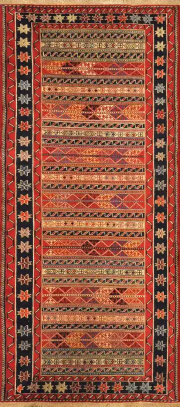 Ковёр Килим 2365 — красный и чёрный, в полоску
