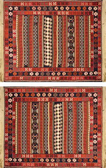 Ковёр Zinjan 2370 — красный и белый, в полоску