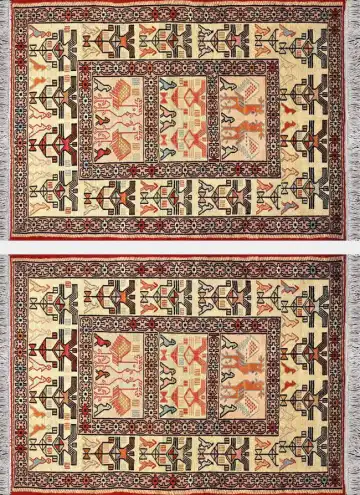 Ковёр Zili 2372 — красный и кремовый, пэчворк