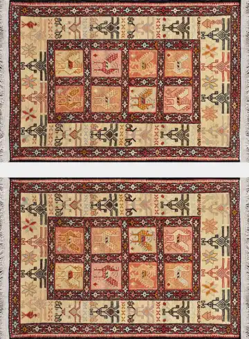 Ковёр Zili 2373 — красный и кремовый, пэчворк