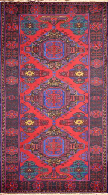 Ковёр Сумах 2379 — красный и голубой, с медальоном