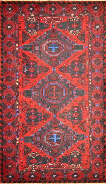 Ковёр Сумах 2380 — красный и синий, с медальоном