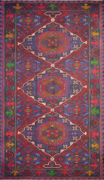 Ковёр Сумах 2381 — синий и красный, с медальоном