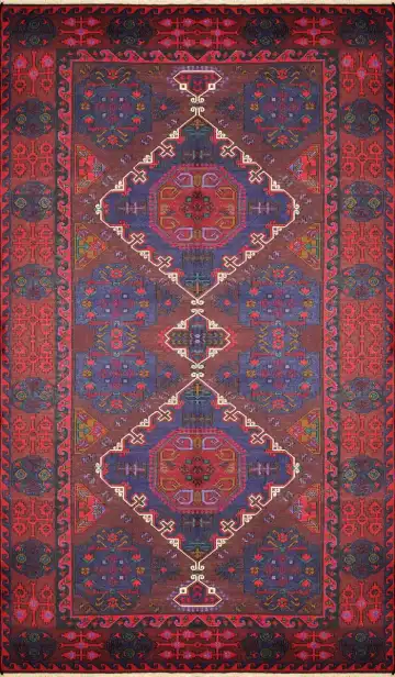 Ковёр Сумах 2394 — красный и синий, с медальоном