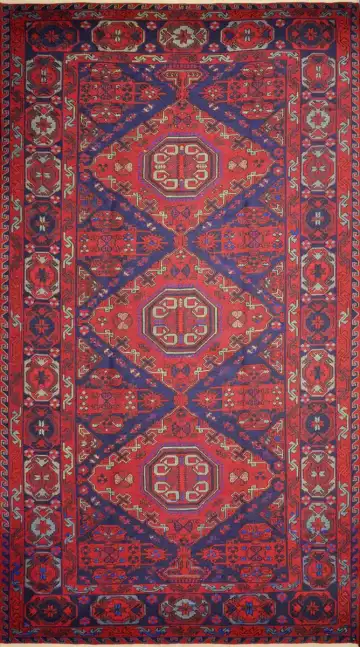 Ковёр Сумах 2400 — красный и синий, с медальоном