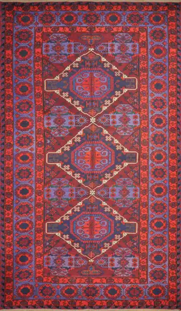 Ковёр Сумах 2401 — красный и синий, с медальоном