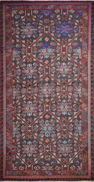 Ковёр Сумах 2403 — красный и серый, с медальоном