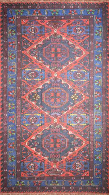 Ковёр Сумах 2411 — красный и синий, с медальоном