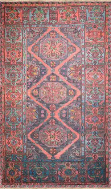 Ковёр Сумах 2415 — красный и голубой, с медальоном