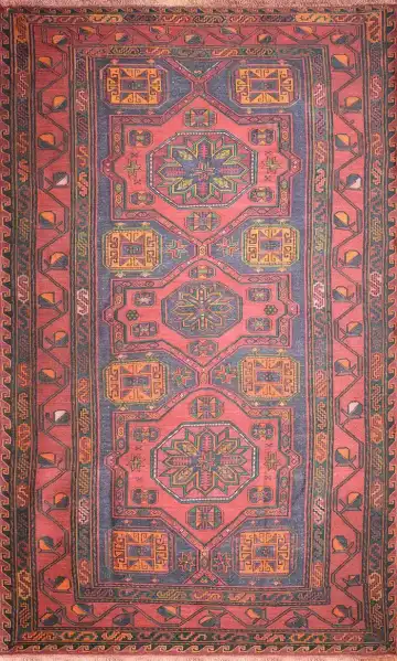 Ковёр Сумах 2416 — красный и синий, с медальоном