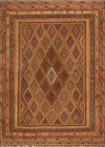 Ковёр Suzani 2420 — коричневый и кремовый, геометрический рисунок