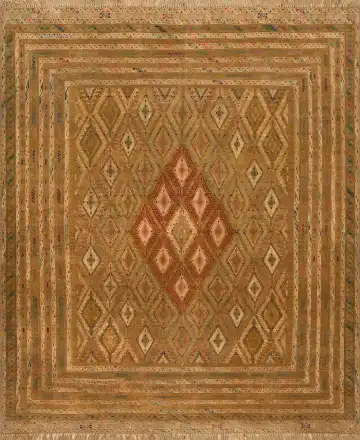 Ковёр Suzani 2423 — жёлтый и кремовый, геометрический рисунок