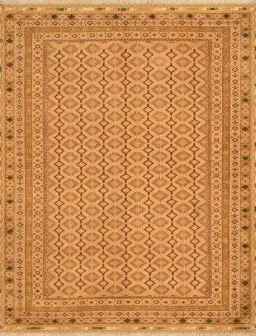 Ковёр Suzani 2428 — кремовый и коричневый, геометрический рисунок