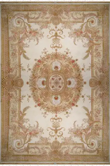 Ковёр Savonnerie 2438 — кремовый и коричневый, восточный орнамент