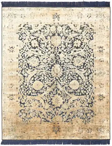 Ковёр Bengal 2462 — кремовый и синий, с медальоном
