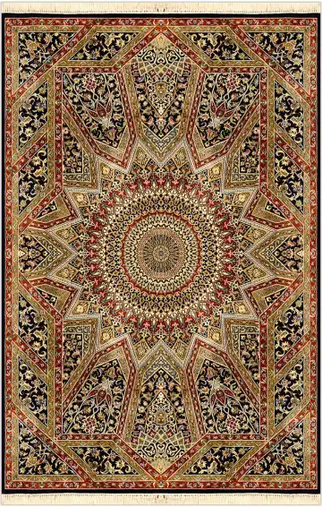 Ковёр Gombad 2493 — красный и чёрный, с медальоном