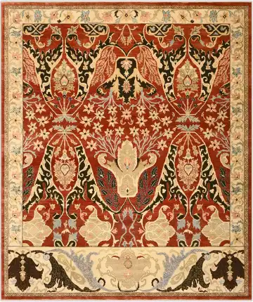 Ковёр Bidjar 2508 — красный и чёрный, с медальоном