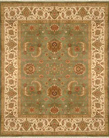 Ковёр Jaipur 2516 — зелёный и красный, с медальоном