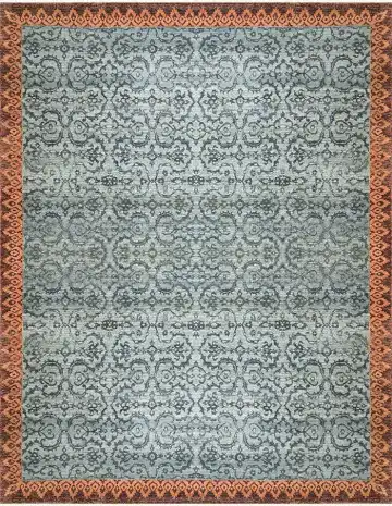 Ковёр Arabesque 2535 — голубой и красный, восточный орнамент