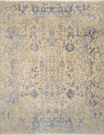Ковёр Shabby Classic 2536 — кремовый и голубой, винтажный рисунок