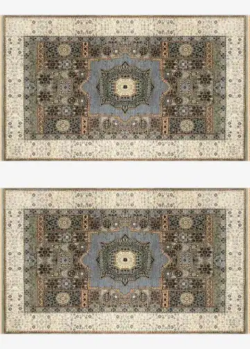 Ковёр Mamluk 2545 — бежевый и синий, с медальоном