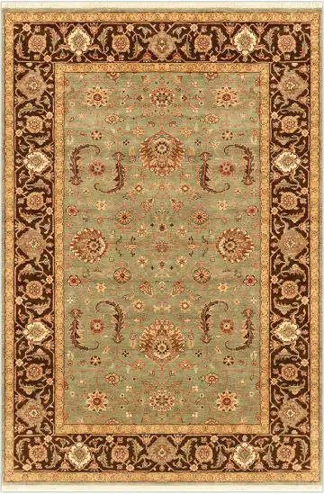 Ковёр Агра 2553 — зелёный и коричневый, растительный рисунок