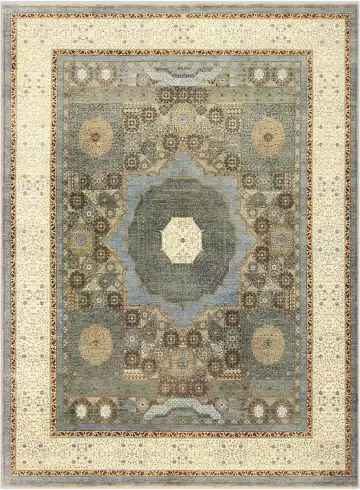 Ковёр Mamluk 2566 — бежевый и серый, с медальоном