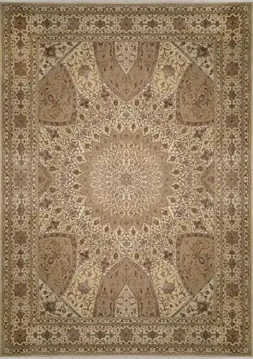 Ковёр Gombad 2584 — зелёный и коричневый, растительный рисунок